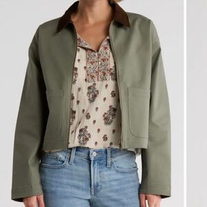Lucky Brand, Long Sleeve Short Utility Jacket, Dusty Olive Green, Women’s Small